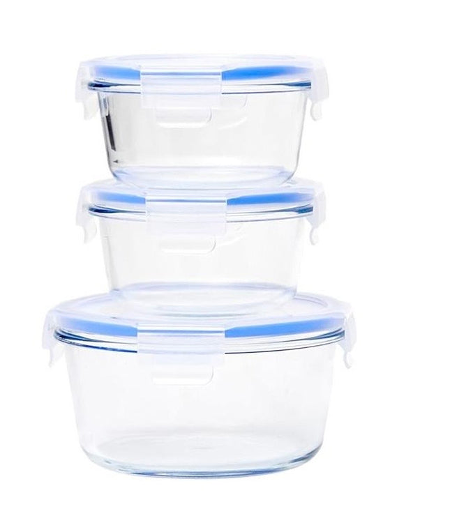 box 3 confezioni di set a 3 in vetro rotondi