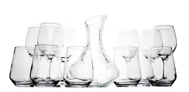 2 box set decanter e bicchieri 13 pezzi caduno