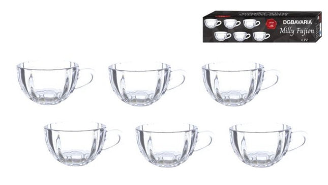 box 12 confezioni, set 6 tazzine vetro